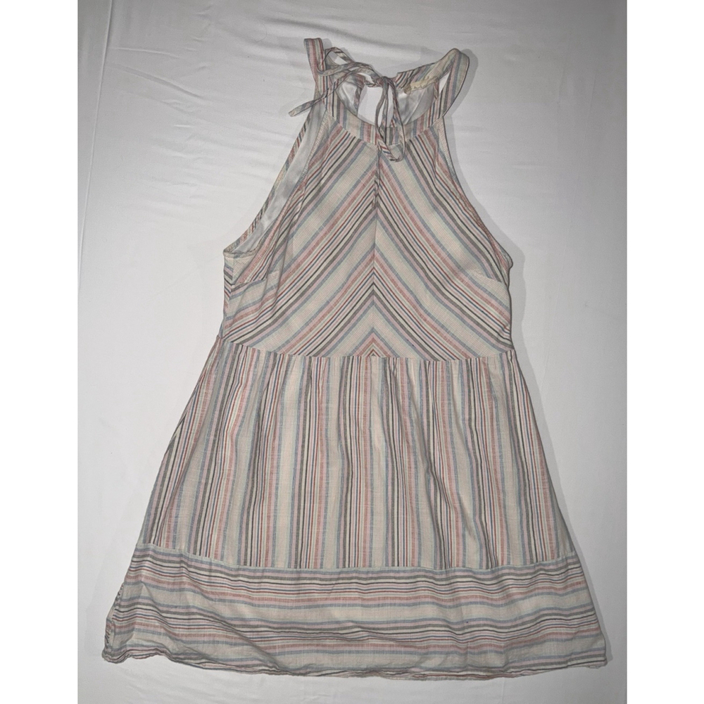 Altar’d State Striped Halter Mini Dress L Boho Cotton Tiered Summer Sun Dress